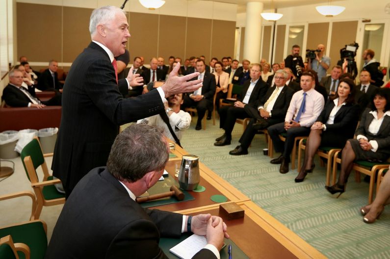 Turnbull addresses party room