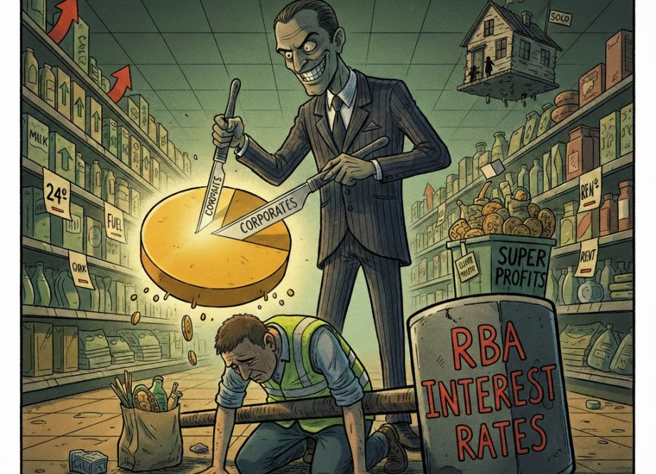 RBA sledgehammer crushes workers while corporate scalpel cuts profits.