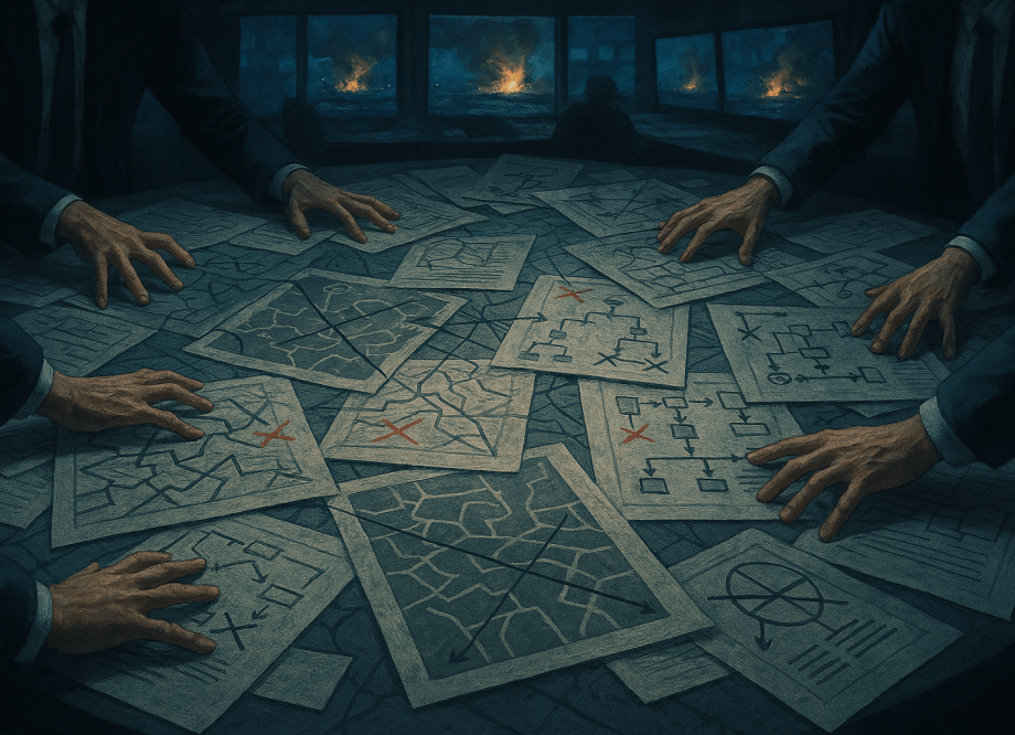 Editorial illustration depicting a fractured military command structure, symbolising the internal divisions within the Trump administration over Operation Epic Fury against Iran in 2026.