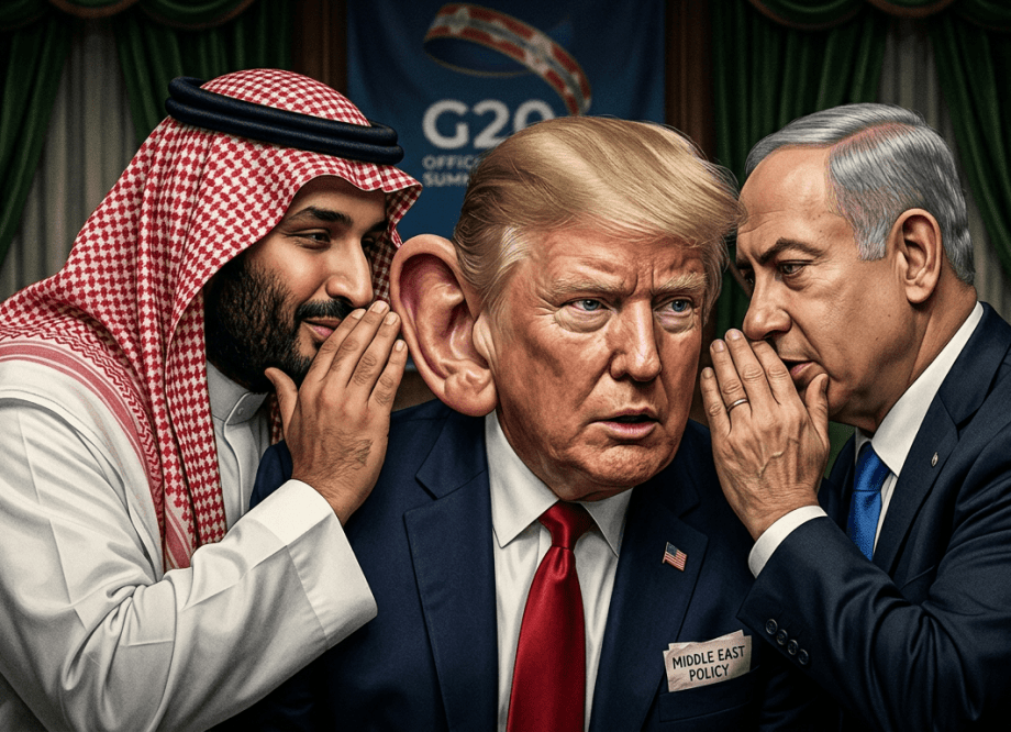 Donald Trump stands at the White House with Israeli Prime Minister Benjamin Netanyahu and Saudi Crown Prince Mohammed bin Salman, the three men at the centre of the decision to launch the US-Israeli war on Iran in February 2026.`